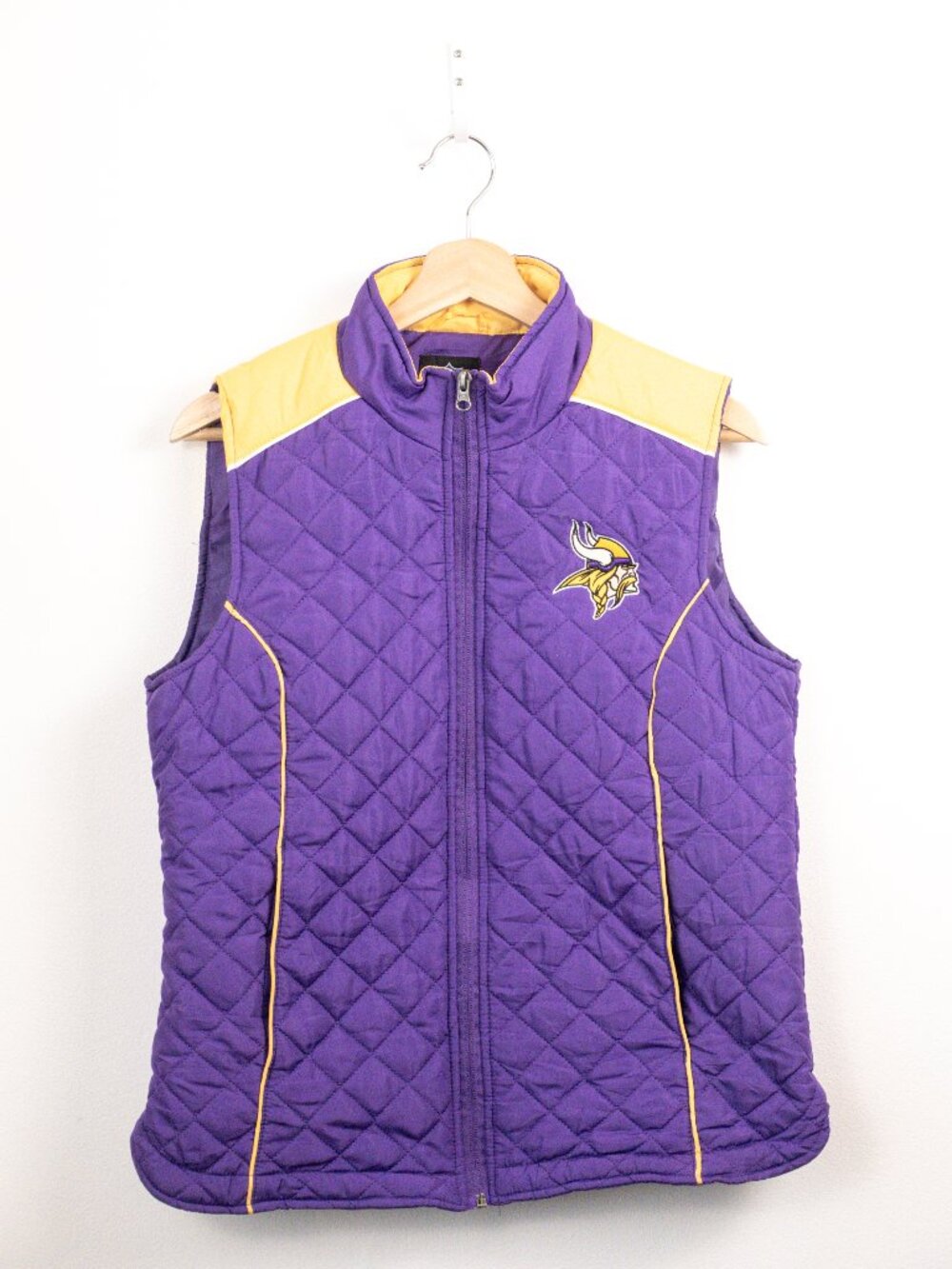 NFL Team Apparel Minnesota Vikings Women's Quilted Vest Purple Gold Size M